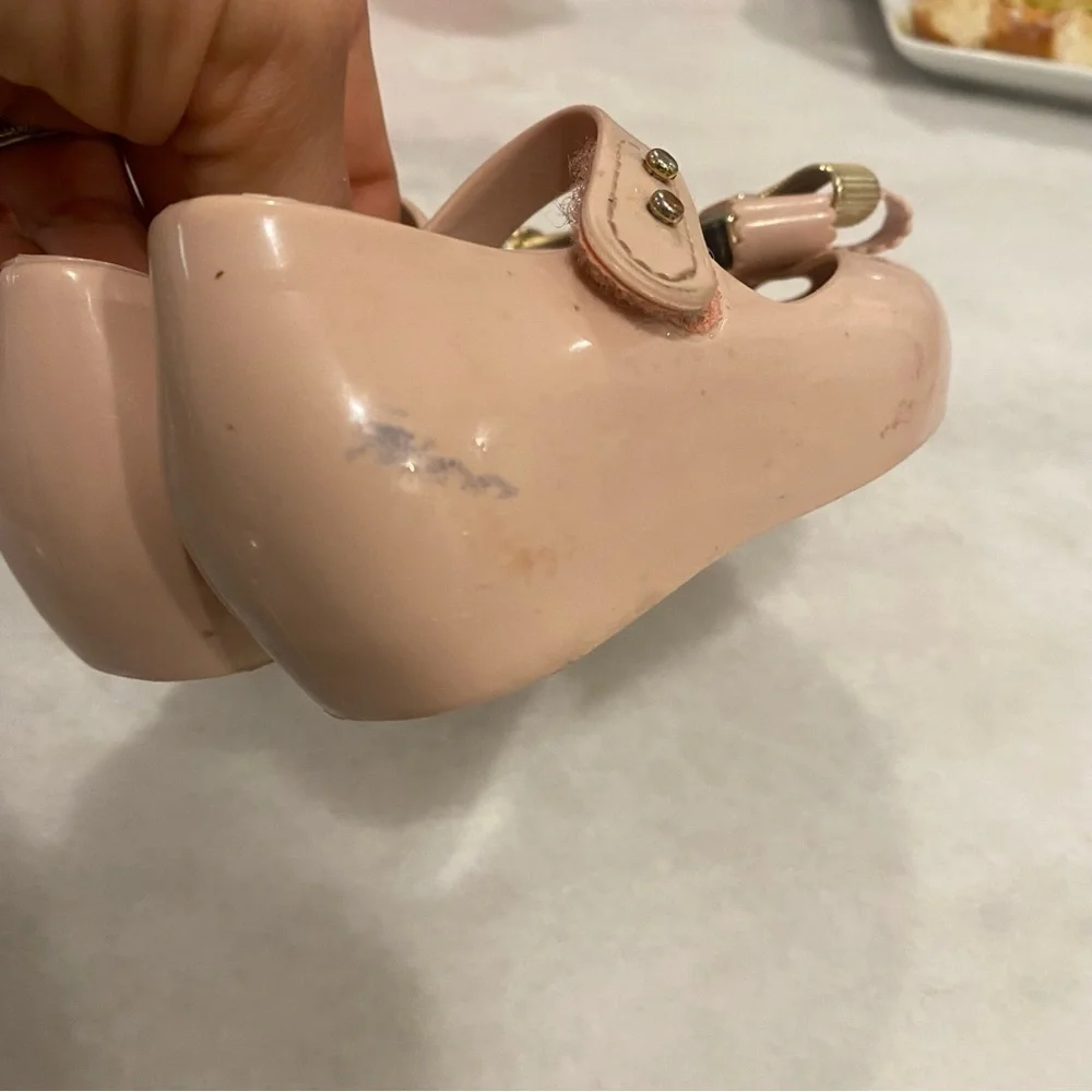 Mini Melissa Toddler Girls Ultragirl Sweet Bow Flat Size 10 Light Pink Gold